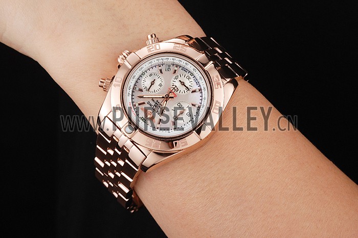 Breitling Chronomat Quartz Pearl Dial Rose Gold Case And Bracelet