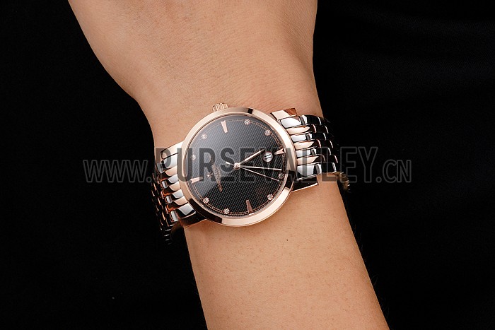 Vacheron Constantin Fine Black Dial Rose Gold Case Two Tone Bracelet