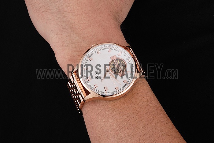 IWC Portugieser Tourbillon White Dial Rose Gold Numerals Rose Gold Case And Bracelet