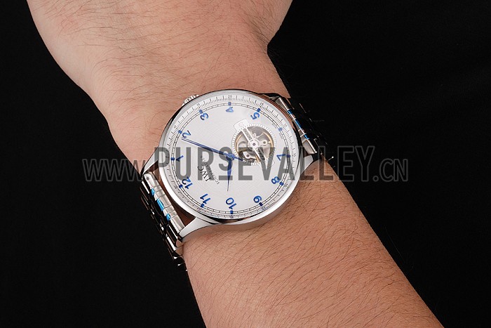 IWC Portugieser Tourbillon White Dial Blue Numerals Stainless Steel Case Two Tone Blue Steel Numerals