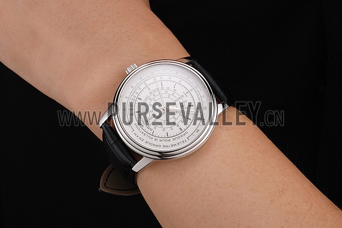 Swiss Patek Philippe Multi-Scale Chronograph White Dial Stainless Steel Case Black Leather Strap