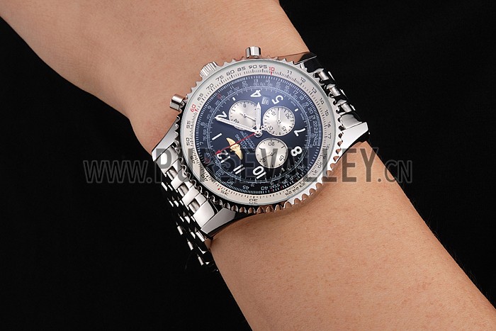 Breitling Navitimer Black Dial White Subdials Stainless Steel Case And Bracelet