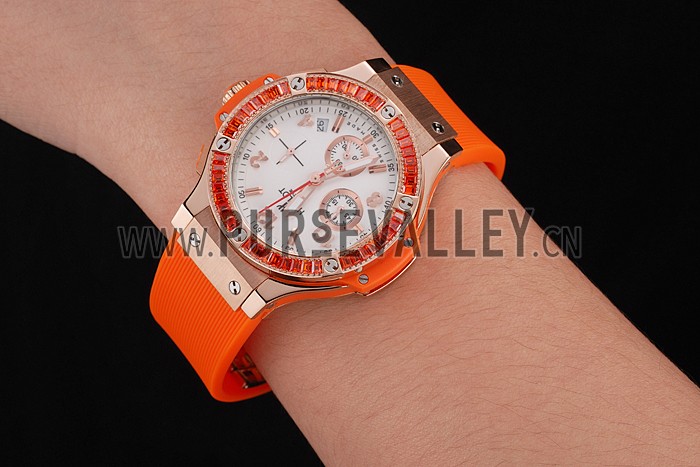 Hublot Big Bang Tutti Frutti Orange Strap Gold Dial