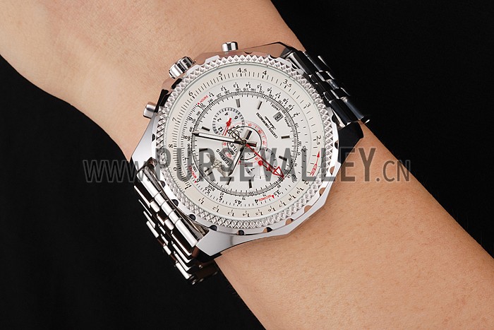 Breitling Bentley Chronograph White Dial Stainless Steel Strap