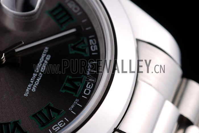 Rolex Swiss DateJust Polished Stainless Steel Bezel Grey Dial 42000