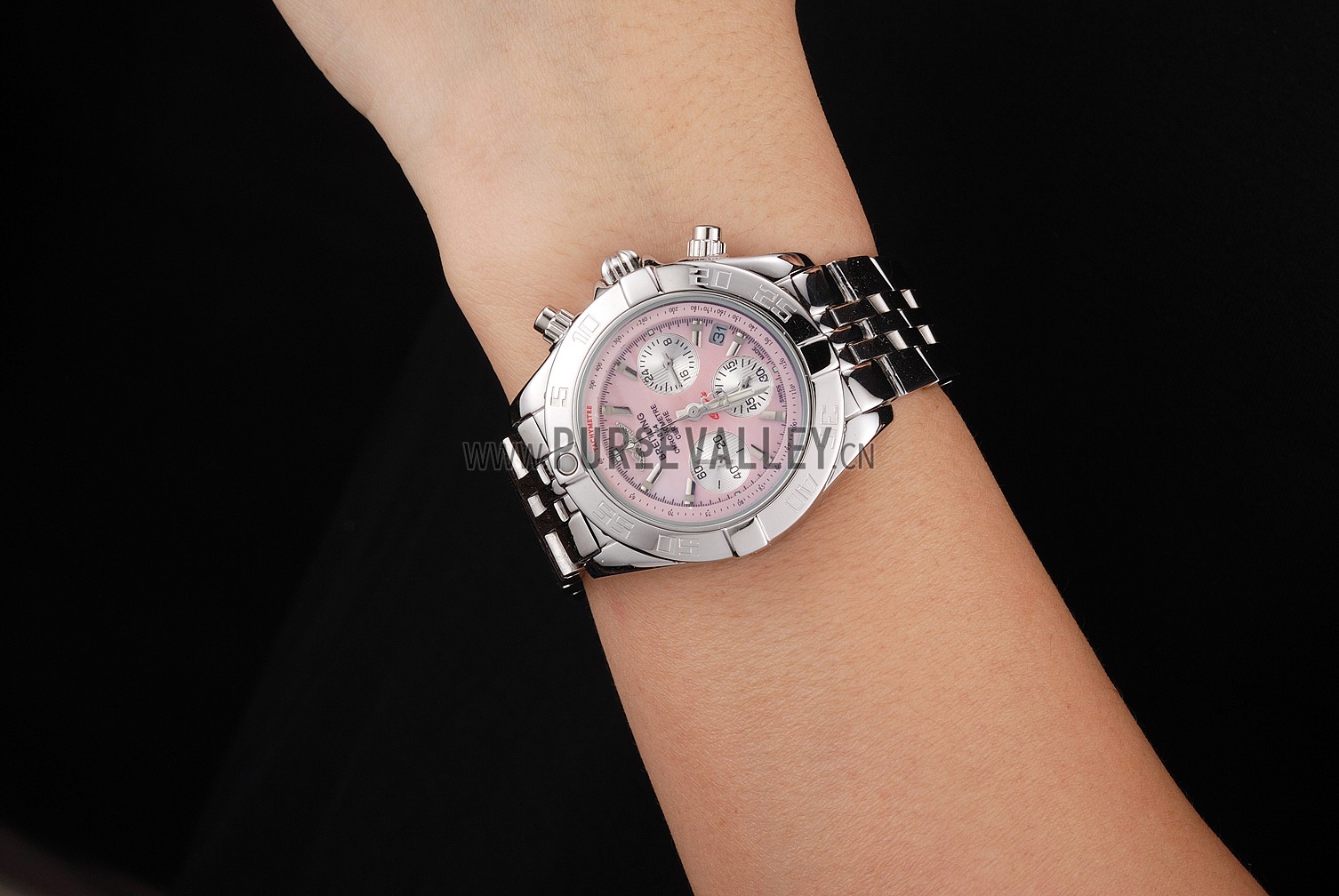 Breitling Chronomat Quartz Pink Dial Stainless Steel Case And Bracelet