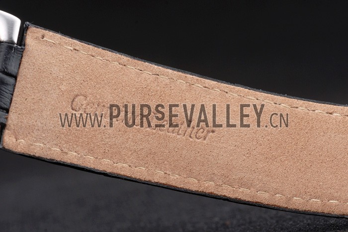 Cartier Ballon Bleu 42mm Black Dial Stainless Steel Case Black Leather Bracelet