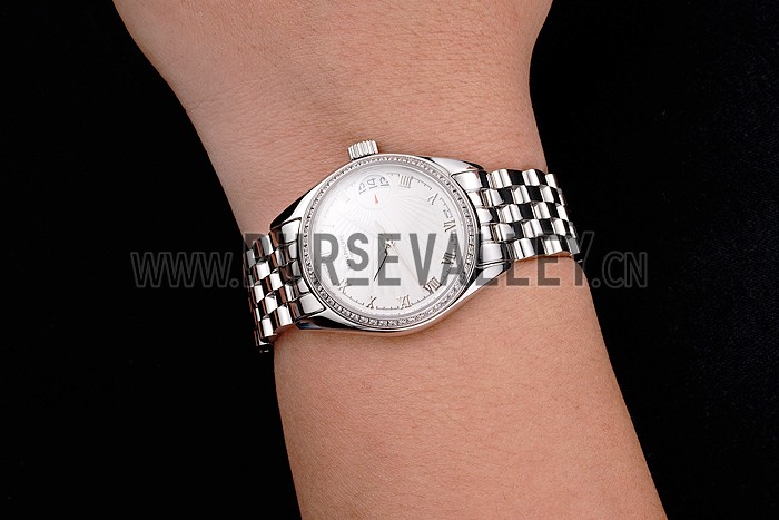 Swiss Patek Philippe Calatrava White Dial Diamond Bezel Stainless Steel Case And Bracelet