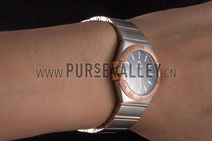 Omega Constellation Rose Gold Bezel Two Tone Band som100 621480