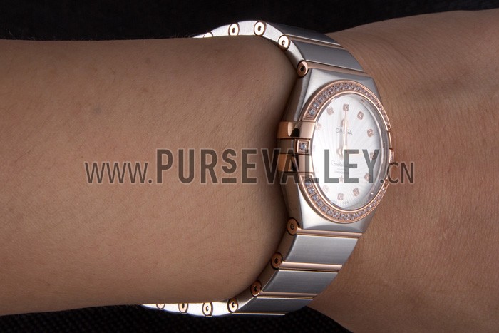 Omega Constellation Rose Gold Diamond Bezel Two Tone Band 621487