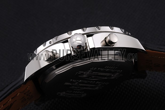 Swiss Breitling Bentley Black Croco Leather Bracelet Black Dial 80286