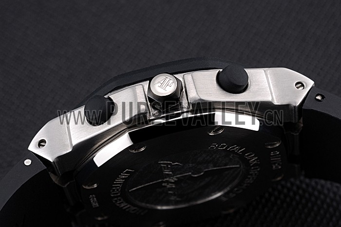 Swiss Audemars Piguet Royal Oak Chronometer Black Dial Diamond Bezel Stainless Steel Case Black Rubber Strap 622867