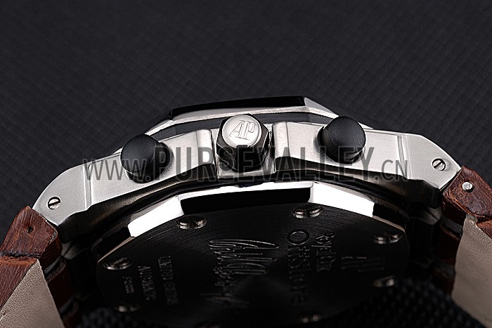 Swiss Audemars Piguet Royal Oak Offshore White Dial Stainless Steel Case Brown Leather Strap 622848