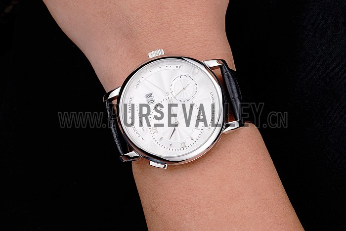 A. Lange & Sohne Lange 1 White Dial Stainless Steel Case Black Leather Strap