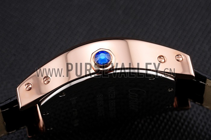 Cartier Tortue Perpetual Calendar White Dial Gold Case Black Leather Strap