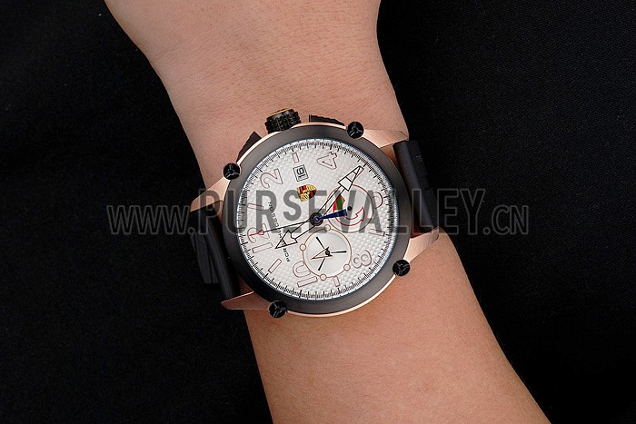 Porsche Design Indicator White Dial Gold Case Black Bezel Black Rubber Strap