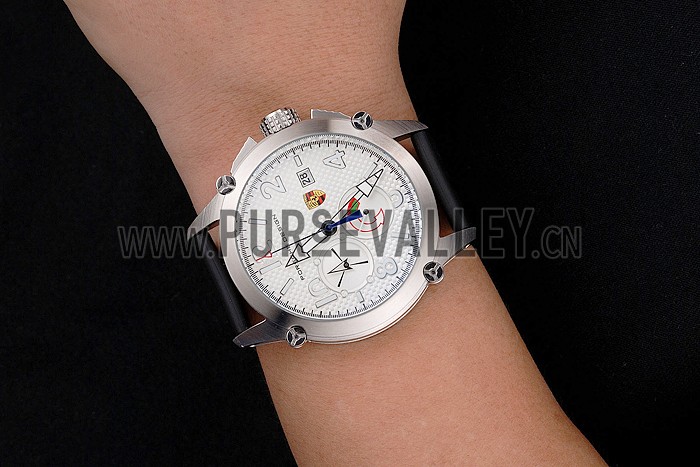 Porsche Design Indicator White Dial Steel Case Black Rubber Strap