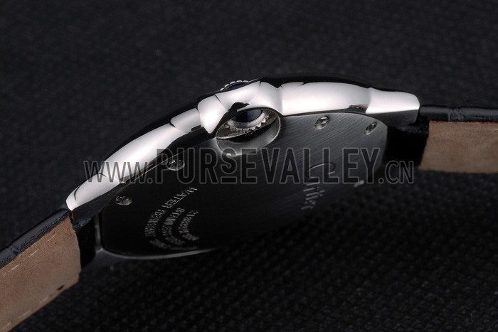 Cartier Ballon Bleu 38mm Black Dial Stainless Steel Case Black Leather Bracelet