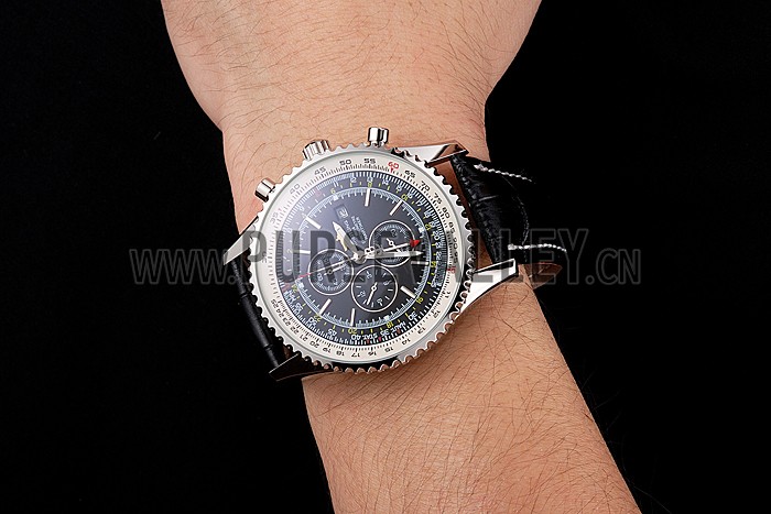 Breitling Navitimer World Black Dial Black Leather Bracelet 622513
