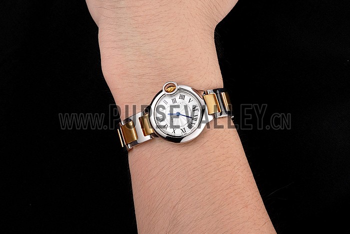 Cartier Ballon Bleu 30mm White Dial Stainless Steel Case Two Tone Bracelet