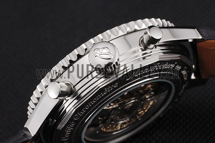 Swiss Breitling Navitimer Black Dial Stainless Stell Case Black Leather Strap