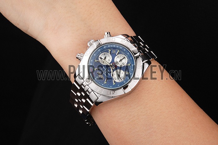 Breitling Chronomat Quartz Blue Dial Stainless Steel Case And Bracelet