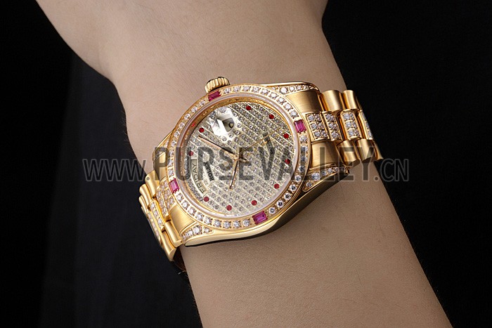 Swiss Rolex Day-Date Diamonds Yellow Gold-srl184 621614