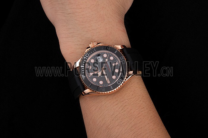 Rolex Yacht Master Black Dial And Bezel Everose Dial Oysterflex Bracelet