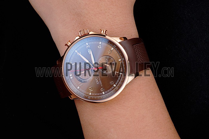 IWC Portugieser Yacht Club Brown Dial Rose Gold Case Brown Rubber Strap