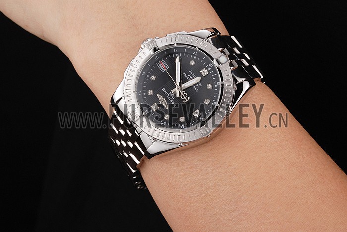 Breitling Colt Lady Black Dial Diamond Hour Marks Stainless Stees Case And Bracelet