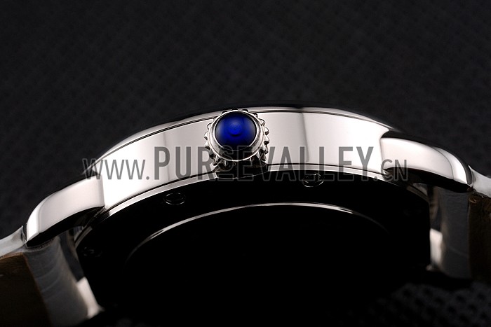 Cartier Ronde White Dial Stainless Steel Case White Leather Strap