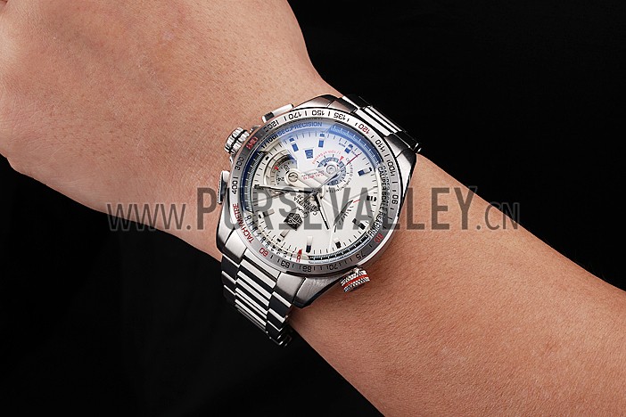 Tag Heuer Carrera Tachymeter Bezel White Dial Stainless Steel Strap