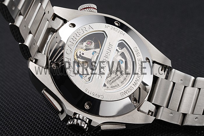 Tag Heuer Swiss Carrera Tachymeter Bezel Stainless Steel Black Dial