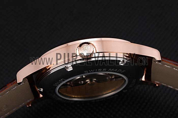 Patek Philippe Calatrava Rose Dial Rose Gold Case Brown Leather Strap 622836