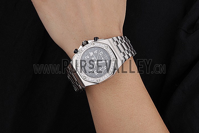 Swiss Audemars Piguet Royal Oak Offshore Black Dial Diamond Bezel Stainless Steel Case And Bracelet 622873
