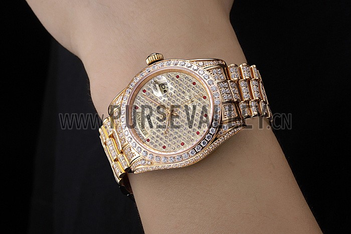 Swiss Rolex Day-Date Diamonds Yellow Gold-srl185 621615