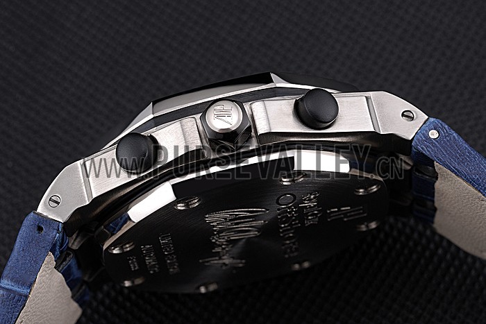 Swiss Audemars Piguet Royal Oak Offshore White Dial Stainless Steel Case Blue Leather Strap 622850