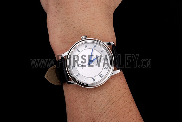 Omega De Ville Prestige Small Seconds Silver Dial Stainless Steel Case Black Leather Strap
