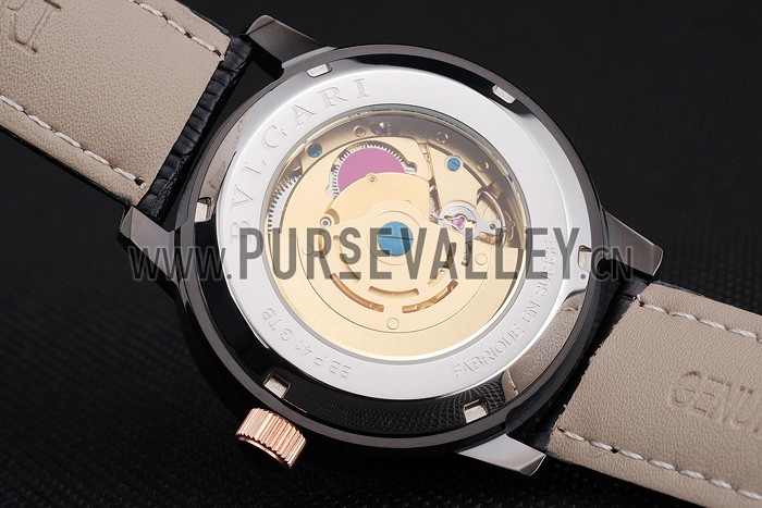 Bvlgari Novelties Black Dial Black Case Black Leather Strap