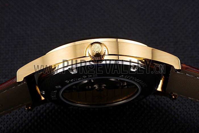 Patek Philippe Calatrava White Dial Gold Case Brown Leather Strap 622844