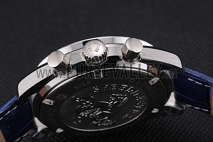 Omega Speedmaster Blue Dial Stainless Steel Case Blue Leather Strap 622808