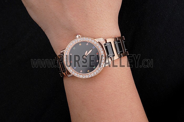 Bvlgari Bvlgari Black Dial Jewel Hourmarks Gold Case Diamond Bezel Two Tone Bracelet