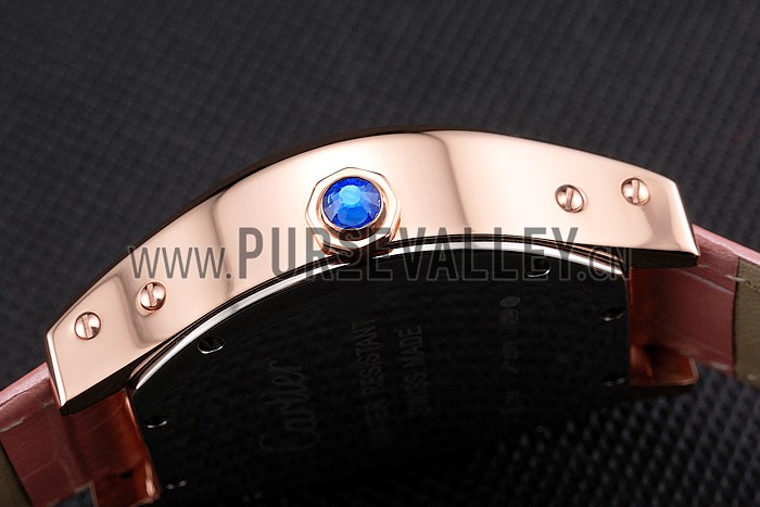 Cartier Tortue Perpetual Calendar White Dial Gold Case Pink Leather Strap