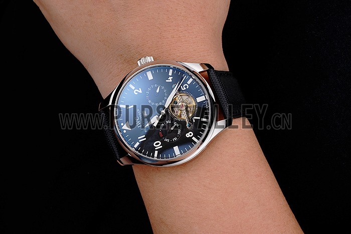 IWC Pilot Tourbillon Black Dial Stainless Steel Case Black Textile Strap