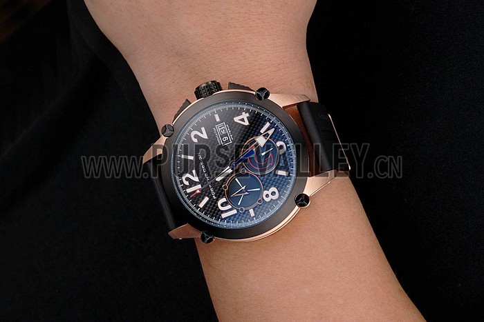 Porsche Design Indicator Black Dial Gold Case Black Rubber Strap