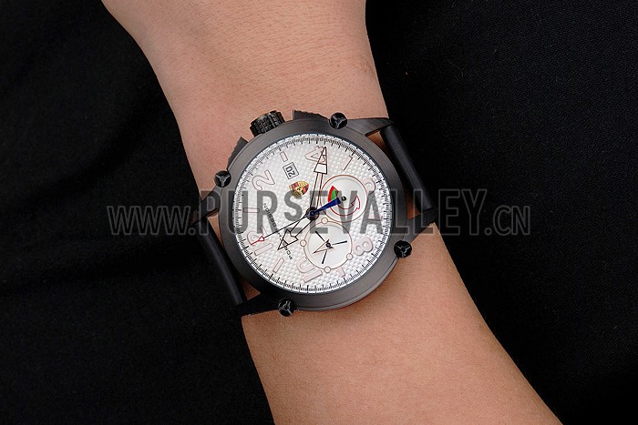 Porsche Design Indicator White Dial Black Case Black Rubber Strap