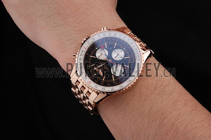 Swiss Breitling Navitimer Black Dial Rose Gold Case And Bracelet