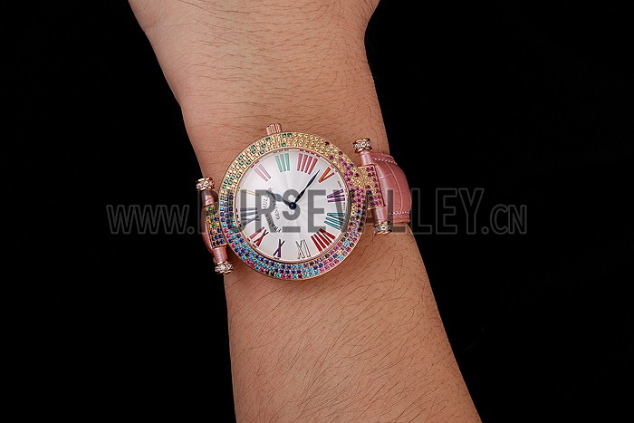 Franck Muller Double Mistery 4 Saisons White Dial Rose Gold Case Light Pink Leather Strap