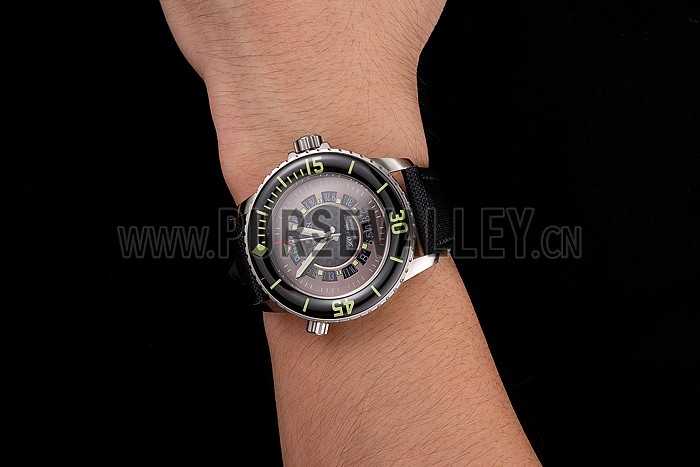 Swiss Blancpain 500 Fathoms GT Carbon Fiber Dial Stainless Steel Case Black Canvas Strap