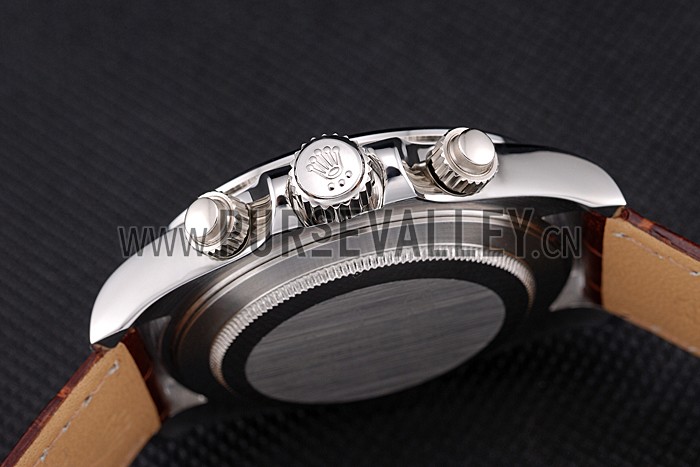 Rolex Daytona Stainless Steel Case White Dial Brown Leather Strap
